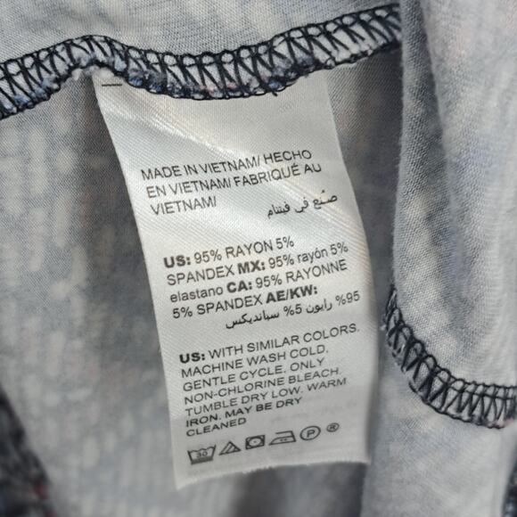 Chico's Dress‎ M Petite 1P MP Printed 3/4 Sleeve Detail Trapeze V-Neck Blue Pink - Picture 9 of 9